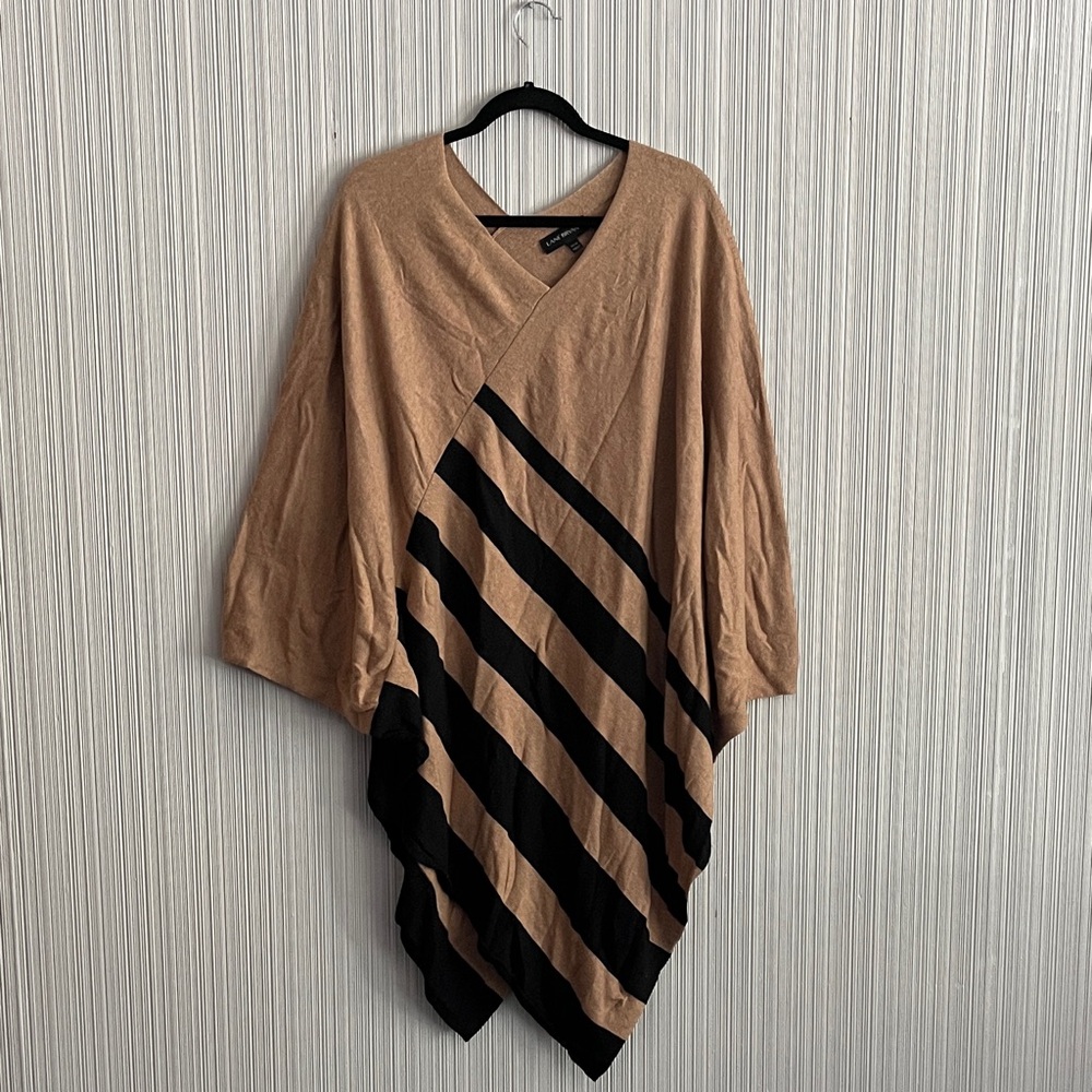 Lane Bryant tan & black striped poncho